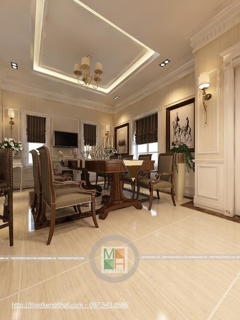 Mẫu bàn ăn 6 ghế, gỗ tự nhiên cao cấp với thiết kế tân cổ điển tạo không gian sang trọng cho phòng ăn Mẫu bàn ăn gỗ tự nhiên đẹp, sang trọng