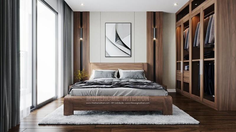 Giường ngủ gỗ công nghiệp thiết kế đơn giản nhưng đẹp mắt