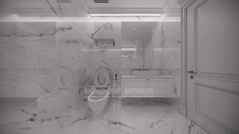 Gương soi hình chữ nhật trang trí phòng vệ sinh đơn giản nhưng đẹp, sang trọng. Gương trang trí