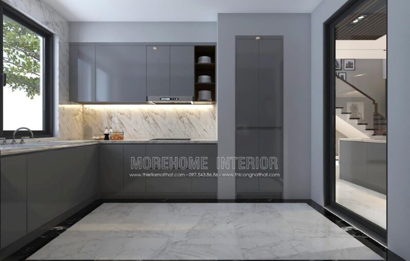 Đá ốp tường bếp vân mây đẹp sang trọng sẽ là lựa chọn tuyệt vời cho phòng bếp hiện đại.