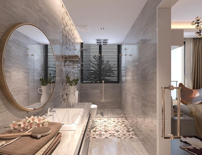 Mẫu gương tròn đẹp sẽ làm nên phòng tắm thêm thuận tiện và nổi bật hơn.